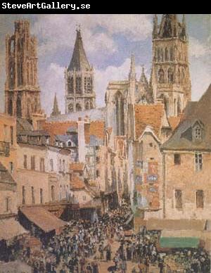 Camille Pissarro The Old Marketplace in Rouen and the Rue de I'Epicerie (mk09)